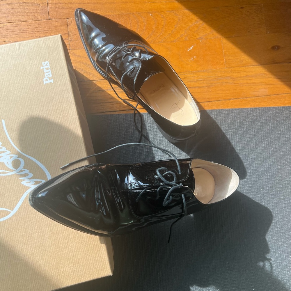 Loubotin. Oxfords, Lace up. Patent leather. Black. Size 41.5 - Picture 7 of 9